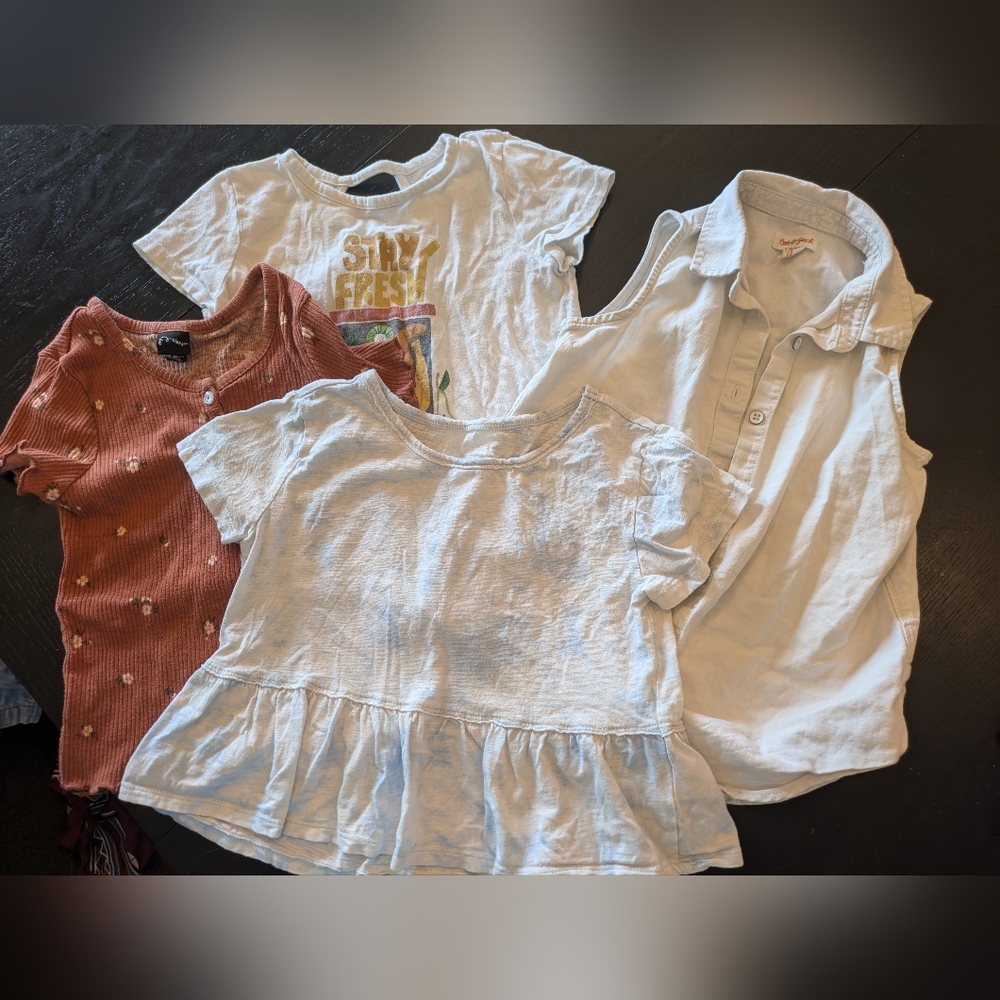 Kids Casual Shirt Set - White, Rust, and Light Blue